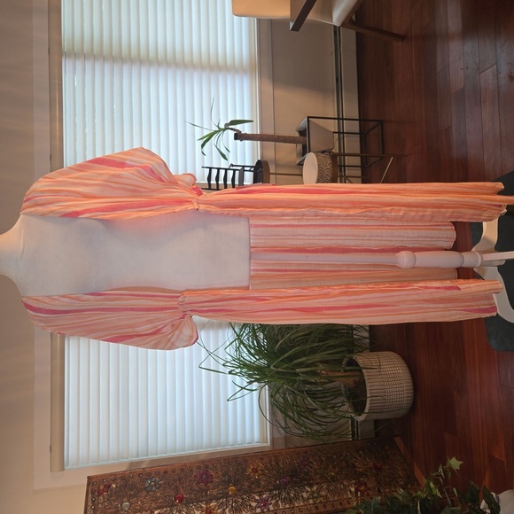 NWT Striped Beach Swim Maxi Dress Cover Up Pink Orange White XXL - Picture 8 of 11